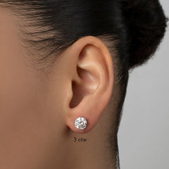 3 Carat Total Weight Lab Grown Diamond Studs, 3 Prong Martini Setting, 14k white gold - URBAETIS Fine Jewelry