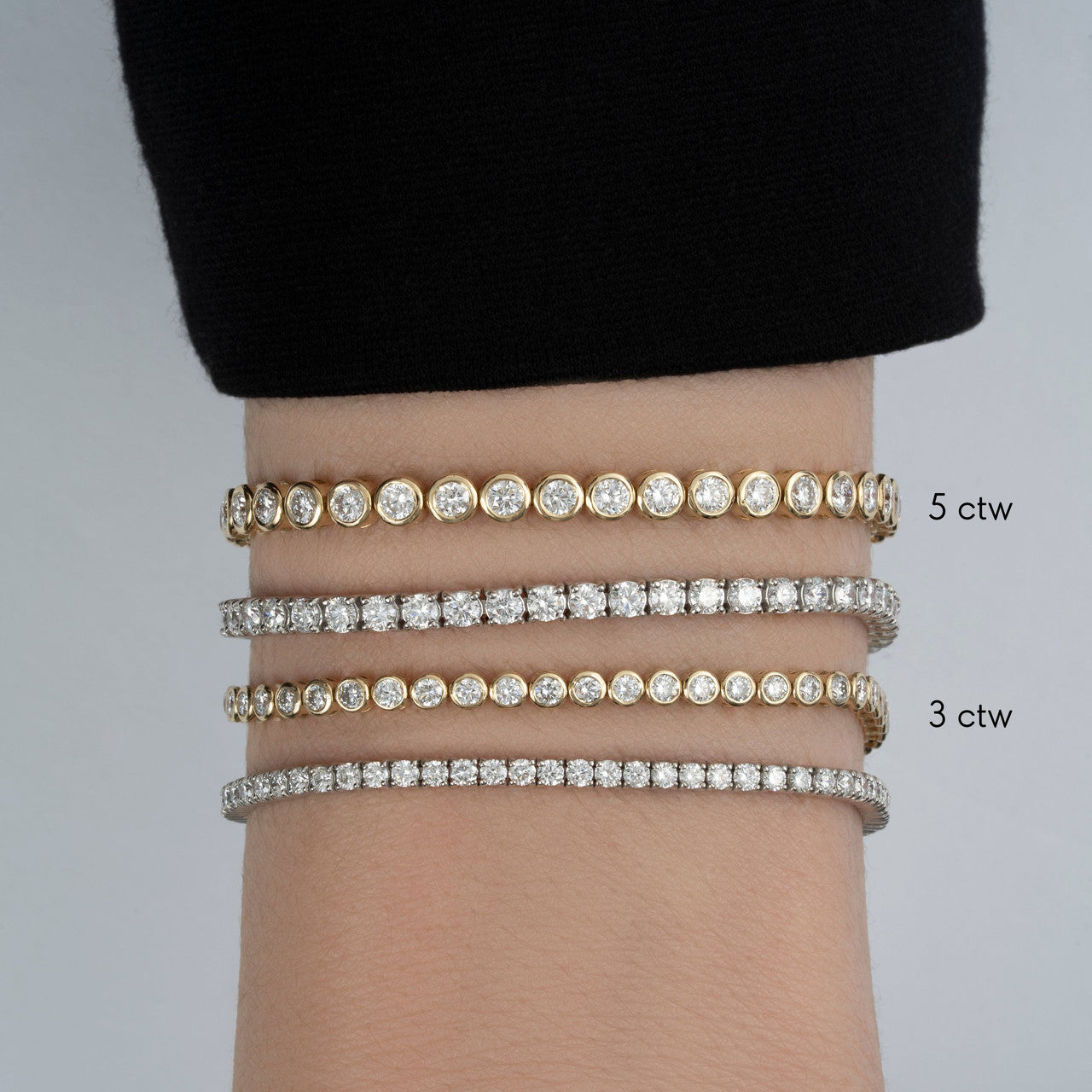 Bezel Set Diamond Tennis Bracelet Sizing, 14K Yellow Gold- URBAETIS Fine Jewelry