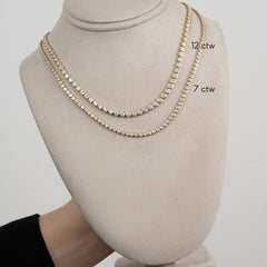 Bezel Set Lab Diamond Tennis Necklace Sizes, 14k yellow gold - URBAETIS Fine Jewelry