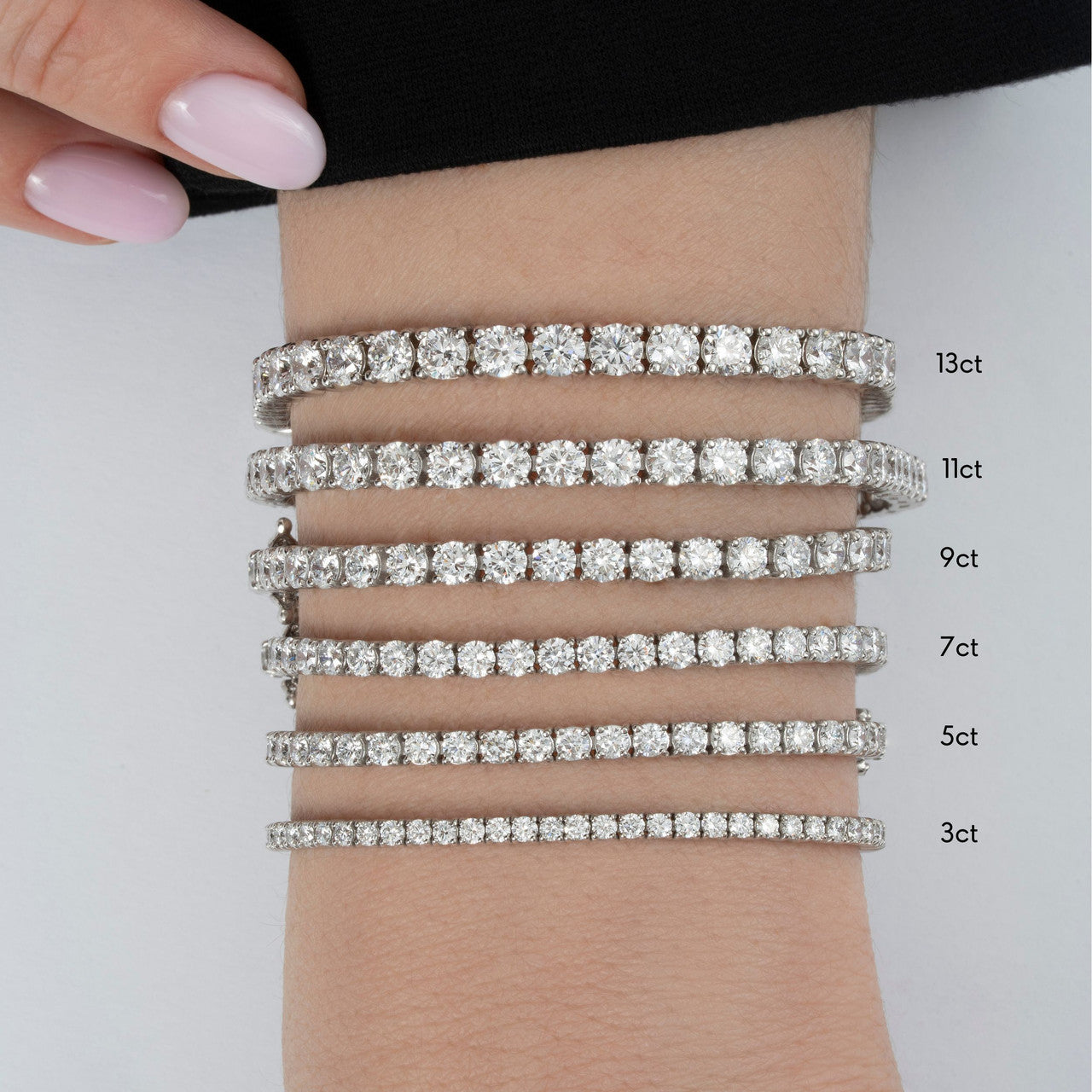 Lab Diamond Tennis Bracelet Sizes, 14k white gold - URBAETIS Fine Jewelry