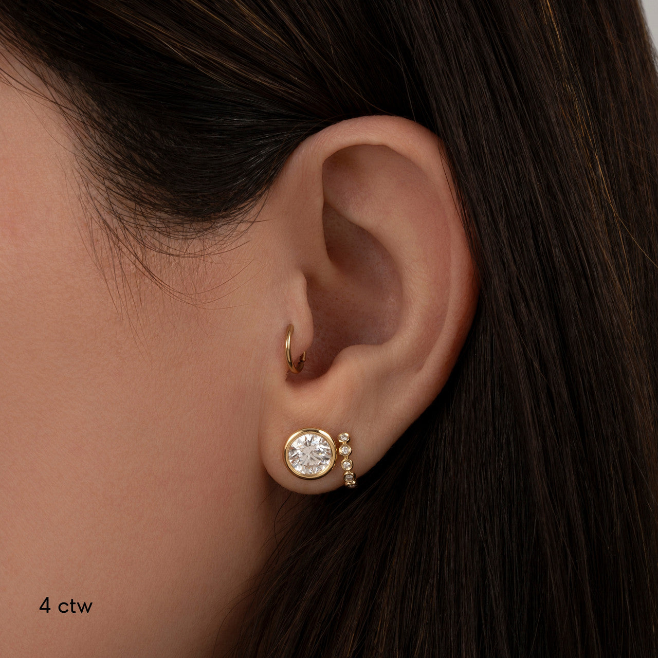 4 Carat Total Bezel set lab diamond studs, 14k yellow gold - URBAETIS Fine Jewelry