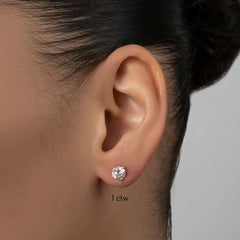 1 Carat Total Weight, Natural Diamond Studs, 14 white gold - URBAETIS Fine Jewelry