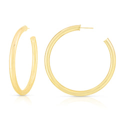 5mm Tube Hoops, 60mm diameter, 14k yellow gold - URBAETIS Fine Jewelry