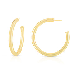 5mm Tube Hoops, 50mm diameter, 14k yellow gold - URBAETIS Fine Jewelry