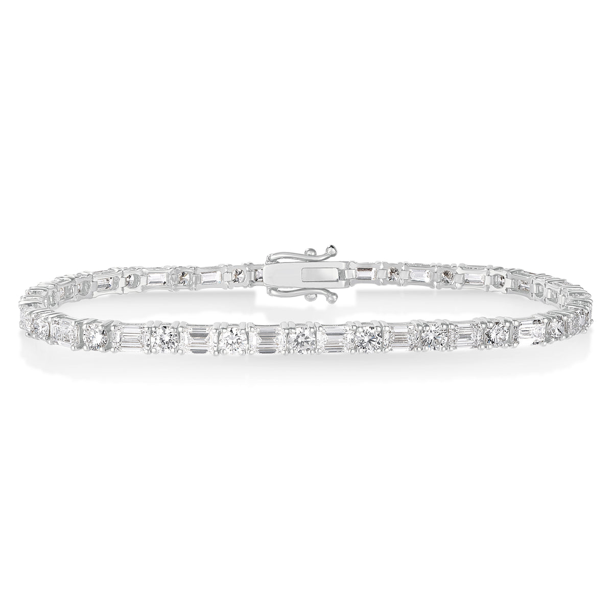 Emerald Cut and Round Diamond Tennis Bracelet