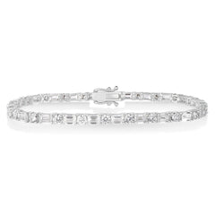 Emerald Cut and Round Diamond Tennis Bracelet