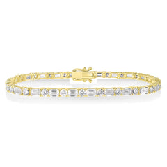 Emerald Cut and Round Diamond Tennis Bracelet