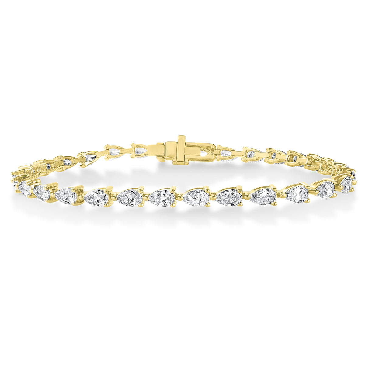 14k yellow gold east west pear lab diamond tennis bracelet