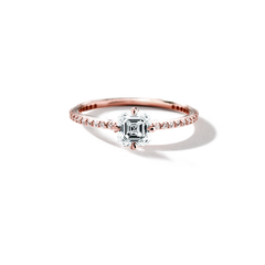 18K Rose Gold Asscher Pave Solitaire Engagement Ring