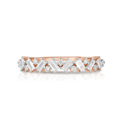 Baguette and Round Diamond Eternity Ring with 17 diamonds totaling 0.37 carats. made with 14k gold.