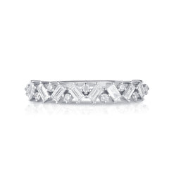 Baguette and Round Diamond Eternity Ring with 17 diamonds totaling 0.37 carats. made with 14k gold.