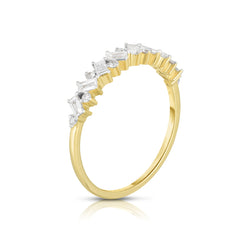 Baguette and Round Diamond Eternity Ring with 17 diamonds totaling 0.37 carats. made with 14k gold.