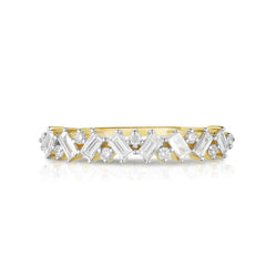 Baguette and Round Diamond Eternity Ring -with 17 diamonds totaling 0.37 carats. made with 14k gold.