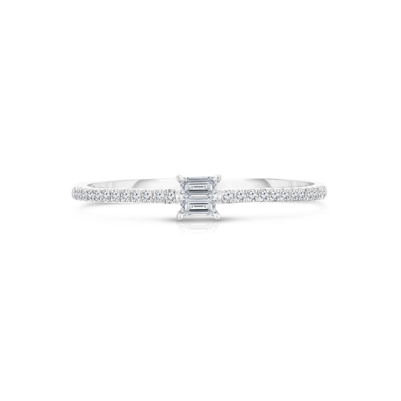 Stacked Baguette Diamond Ring, 14K White Gold- URBAETIS Fine Jewelry