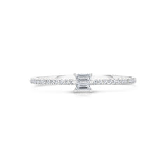 Stacked Baguette Diamond Ring, 14K White Gold- URBAETIS Fine Jewelry