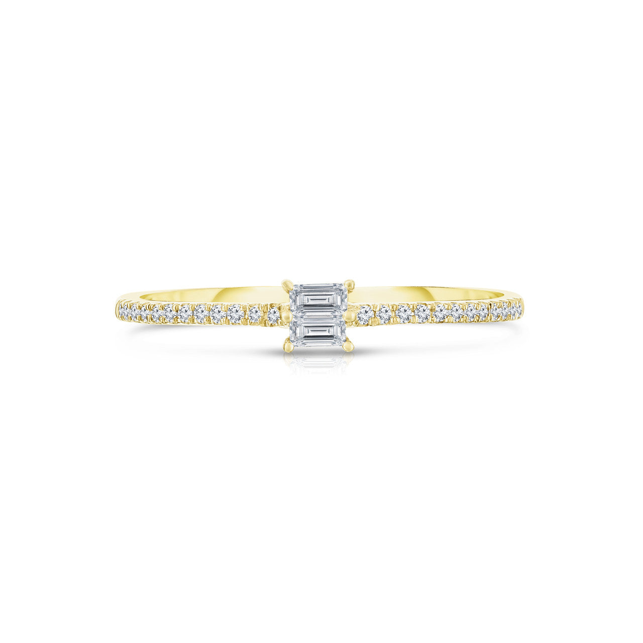Stacked Baguette Diamond Ring, 14K Yellow Gold- URBAETIS Fine Jewelry