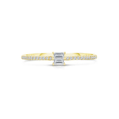 Stacked Baguette Diamond Ring, 14K Yellow Gold- URBAETIS Fine Jewelry