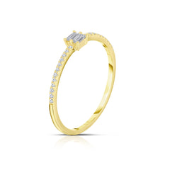 Stacked Baguette Diamond Ring, 14K Yellow Gold Side View- URBAETIS Fine Jewelry