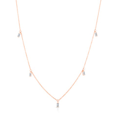 Baguette Diamond Drop Station Necklace