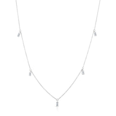 Baguette Diamond Drop Station Necklace
