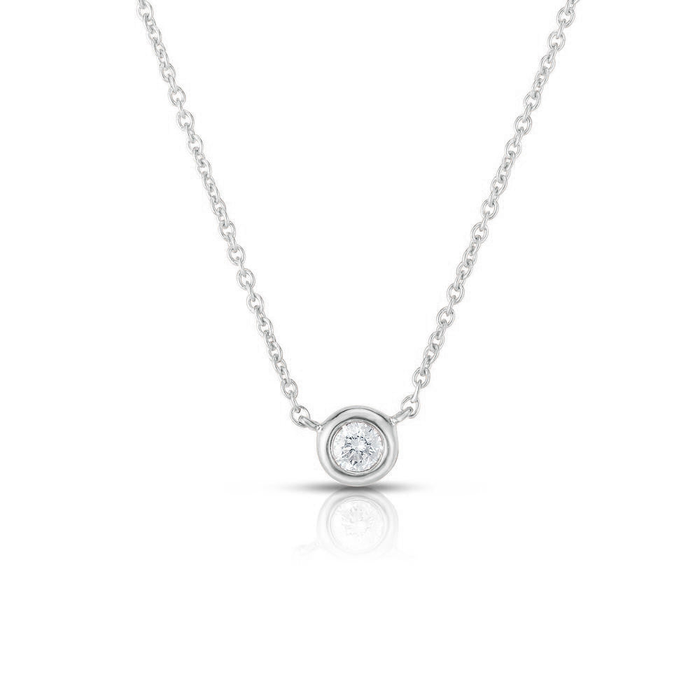 Diamond Bezel Necklace, 14k white gold - URBAETIS Fine Jewelry