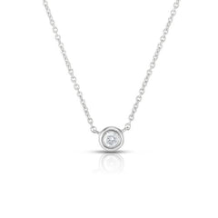 Diamond Bezel Necklace, 14k white gold - URBAETIS Fine Jewelry