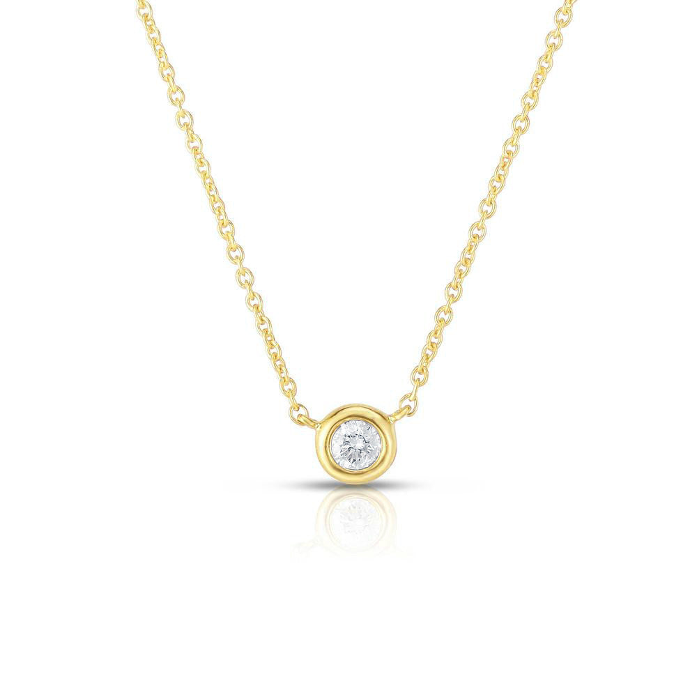 Diamond Bezel Necklace, 14k yellow gold - URBAETIS Fine Jewelry