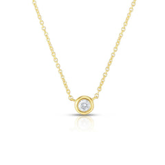 Diamond Bezel Necklace, 14k yellow gold - URBAETIS Fine Jewelry