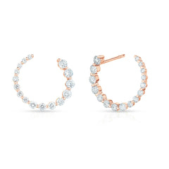 Graduated Diamond Single Prong Garland Hoops, 14k rose gold - Urbaetis Fine Jewelry