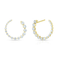 Graduated Diamond Single Prong Garland Hoops, 14k yellow gold - Urbaetis Fine Jewelry