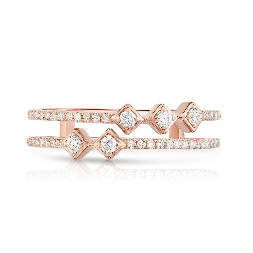 Asymmetrical Diamond Stacking Band, 14k rose gold, 0.2 carats - URBAETIS Fine Jewelry
