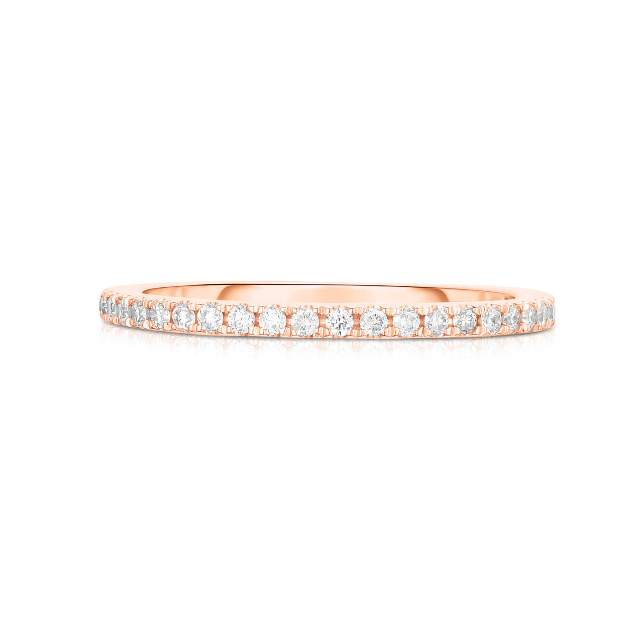 Stackable Pave Diamond Ring. 14k rose gold - URBAETIS Fine Jewelry