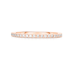 Stackable Pave Diamond Ring. 14k rose gold - URBAETIS Fine Jewelry