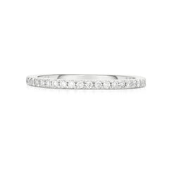Stackable Pave Diamond Ring. 14k white gold - URBAETIS Fine Jewelry