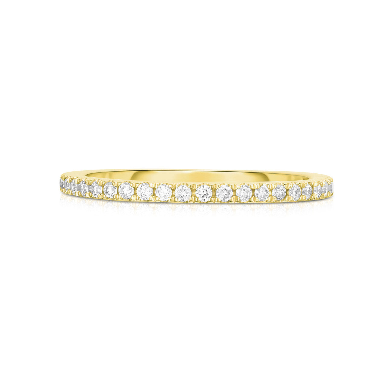Stackable Pave Diamond Ring. 14k yellow gold - URBAETIS Fine Jewelry