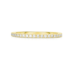 Stackable Pave Diamond Ring. 14k yellow gold - URBAETIS Fine Jewelry