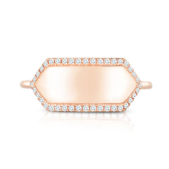 Diamond Pave Engravable Ring, 14k rose gold - URBAETIS Fine Jewelry