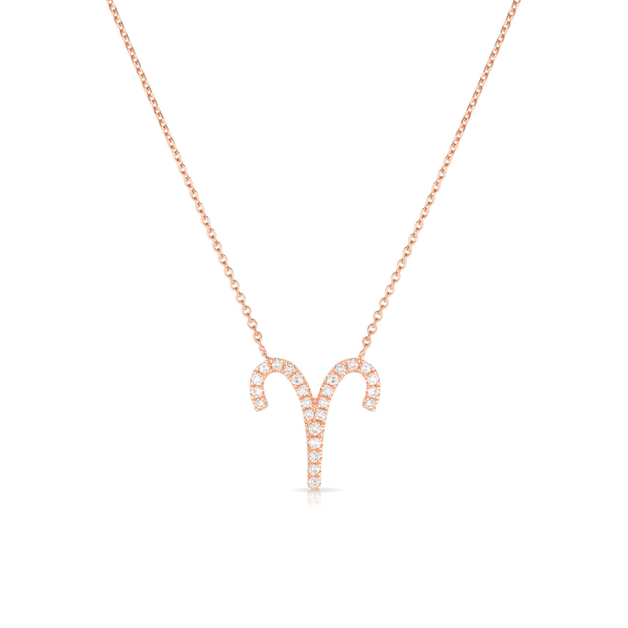 Aries Diamond Zodiac Sign Necklace, 14k rose gold - URBAETIS Fine Jewelry