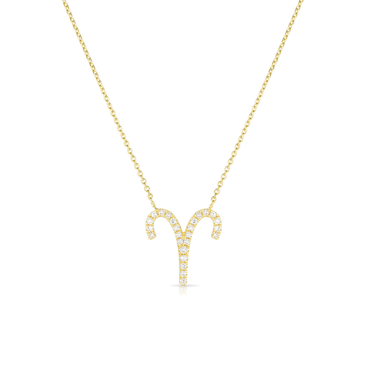 Aries Diamond Zodiac Sign Necklace, 14k yellow gold - URBAETIS Fine Jewelry