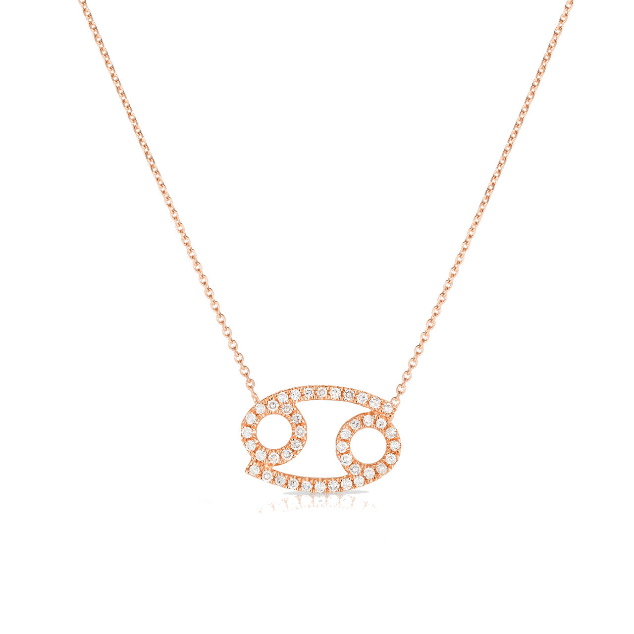 Diamond Cancer Zodiac Sign Necklace, 14k rose gold - URBAETIS Fine Jewelry