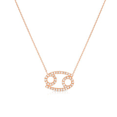 Diamond Cancer Zodiac Sign Necklace, 14k rose gold - URBAETIS Fine Jewelry