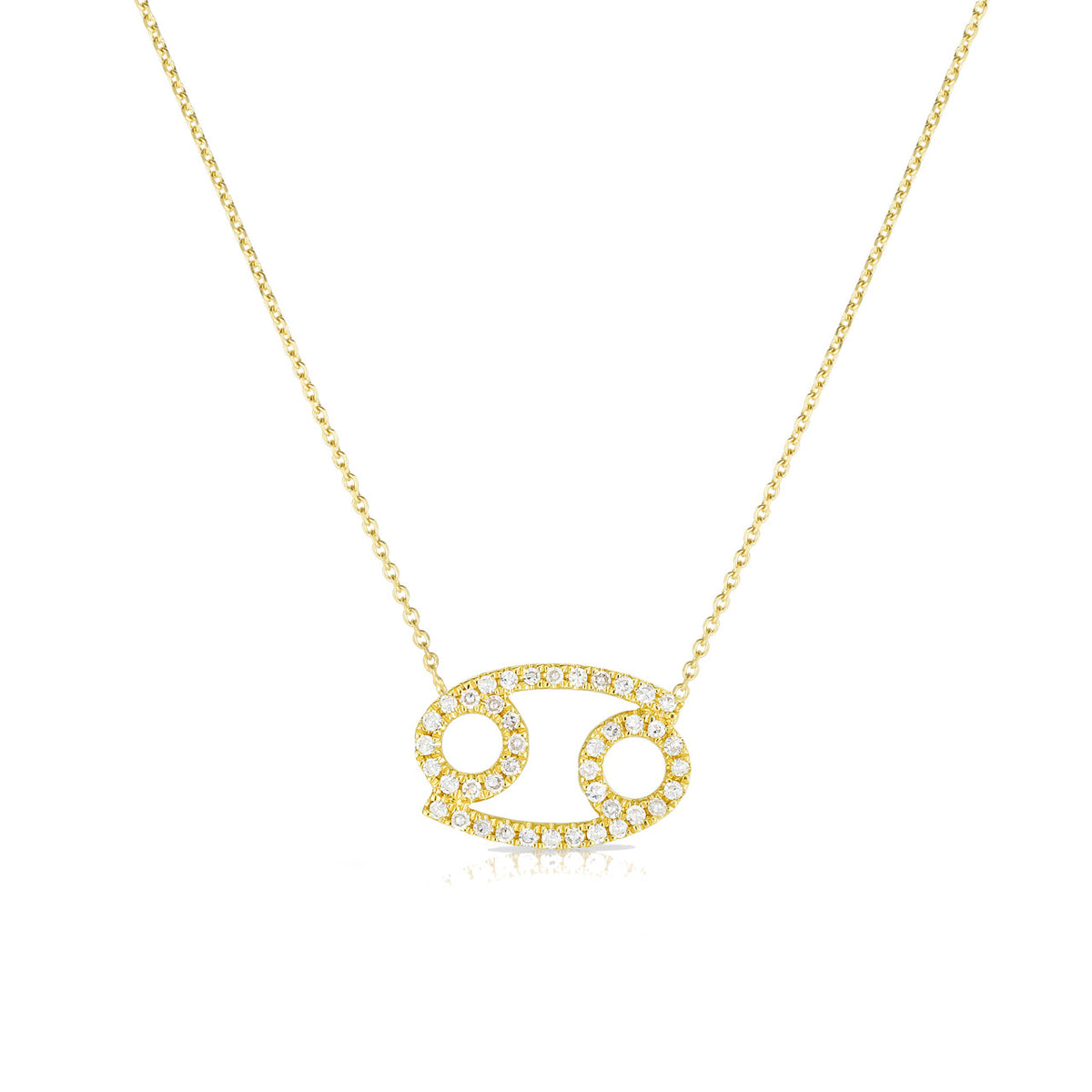 Diamond Cancer Zodiac Sign Necklace, 14k yellow gold - URBAETIS Fine Jewelry