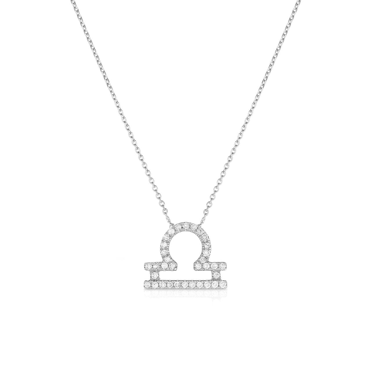Diamond Libra Zodiac Sign Necklace, 14k white gold - URBAETIS Fine Jewelry