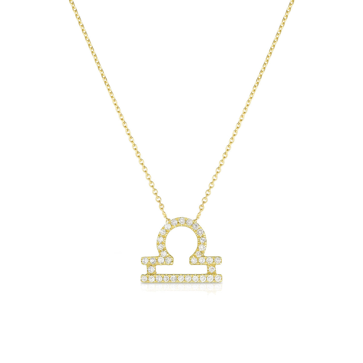 Diamond Libra Zodiac Sign Necklace, 14k yellow gold - URBAETIS Fine Jewelry