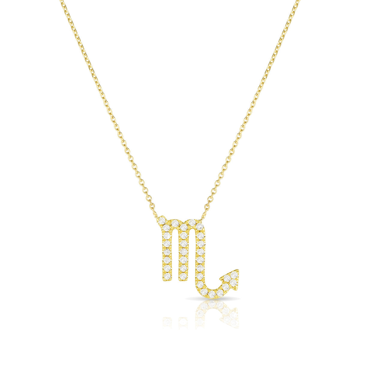Diamond Scorpio Zodiac Sign Necklace, 14k yellow gold - URBAETIS Fine Jewelry