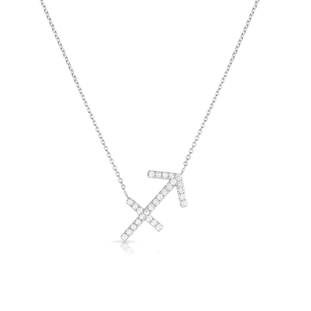 Diamond Sagittarius Zodiac Sign Necklace, 14k white gold - URBAETIS Fine Jewelry