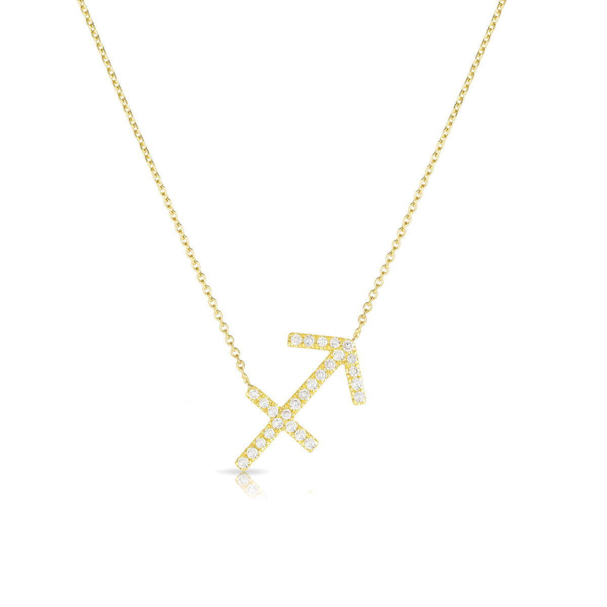 Diamond Sagittarius Zodiac Sign Necklace, 14k yellow gold - URBAETIS Fine Jewelry