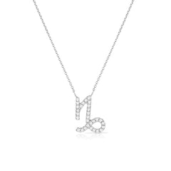 Diamond Capricorn Zodiac Sign Necklace, 14k white gold - URBAETIS Fine Jewelry
