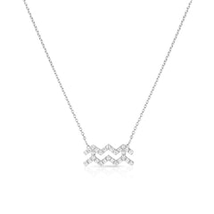 Diamond Aquarius Zodiac Sign Necklace, 14k white gold - URBAETIS Fine Jewelry