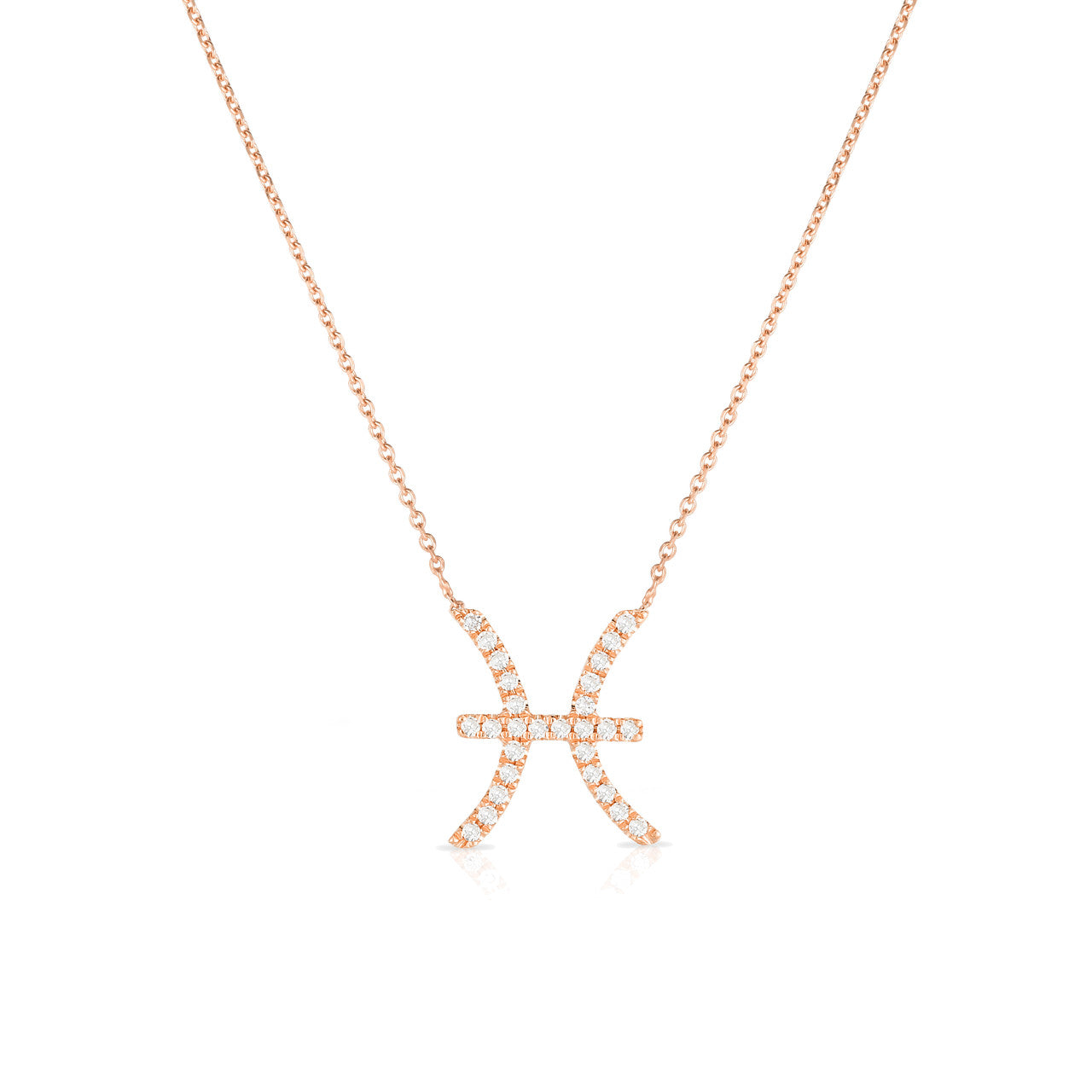 Diamond Pisces Zodiac Sign Necklace, 14k rose gold - URBAETIS Fine Jewelry